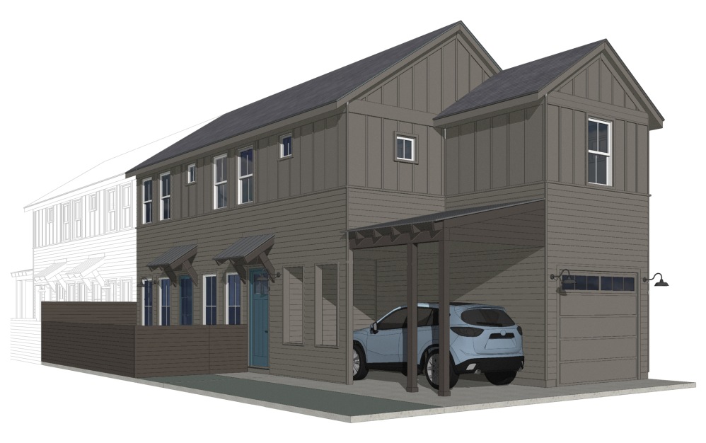 Three Bedroom Farmhouse (C2U) - 3 bedroom floorplan layout with 2.5 bathrooms and 1521 square feet (Floor 1)